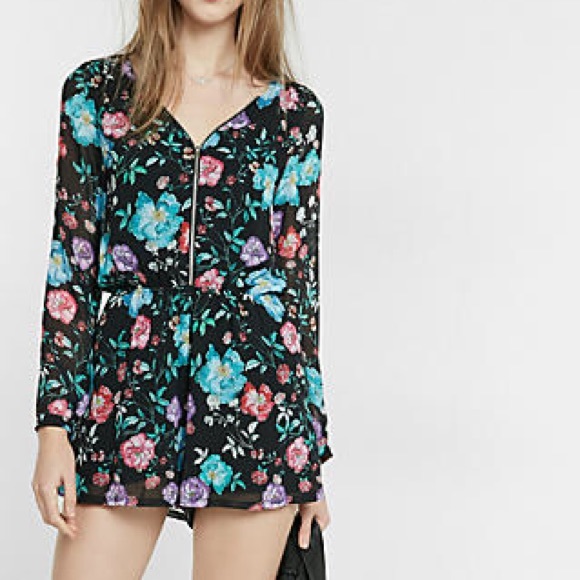 Floral zip front romper - Picture 1 of 1